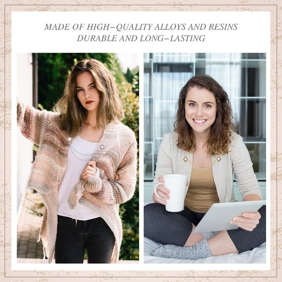 Vintage Sweater Shawl Chain Clips 4 Pcs Antique Cardigan Collar Holders Decorati - Picture 3 of 6